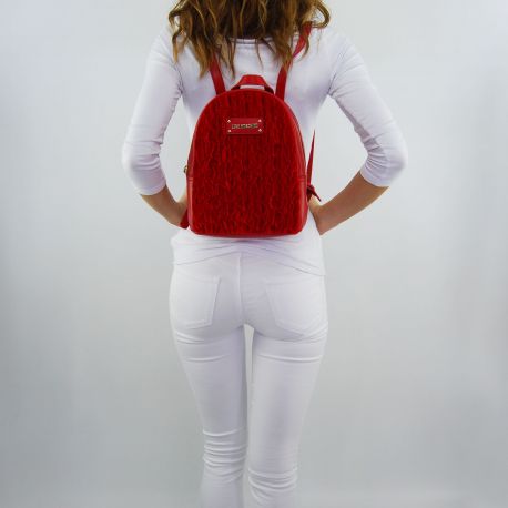 Backpack Love Moschino red suede