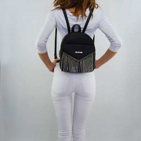Backpack Love Moschino with fringes silver
