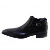 SHOE ELEGANT BLACK CALF LEATHER WITH BUCKLE AND LEATHER BOTTOM