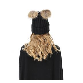 Hat pompon fur LiuJo black