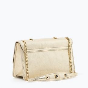 Shoulder bag Patrizia Pepe gold Love Shiny