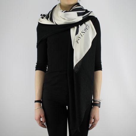 Foulard kefia bi-coeur blanc cashmere