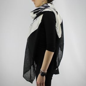 Foulard kefia bi-coeur blanc cashmere