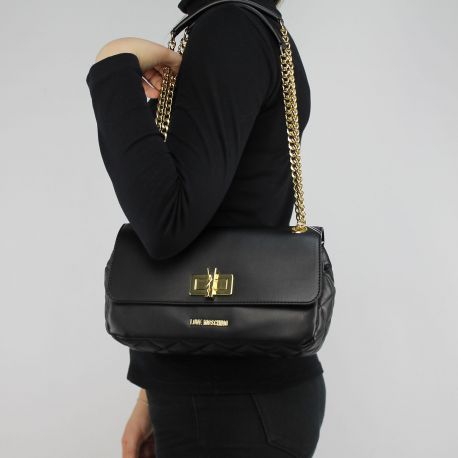 Shoulder bag Love Moschino black quilted with spring JC4021PP15LB0000