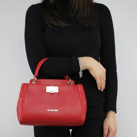 Borsa bauletto Love Moschino rouge matelassé avec le printemps JC4024PP15LB0500