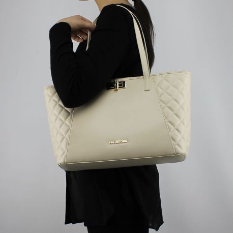 Shopping bag Love Moschino ivory quilted with spring JC4025PP15LB0110