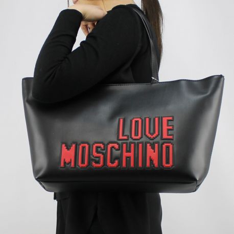 Einkaufstasche-Love Moschino-schwarze logo game JC4067PP15LH0000