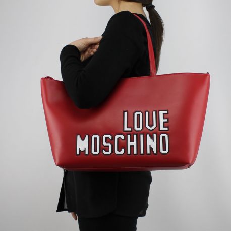 Einkaufstasche-Love Moschino-rote logo game JC4067PP15LH0500