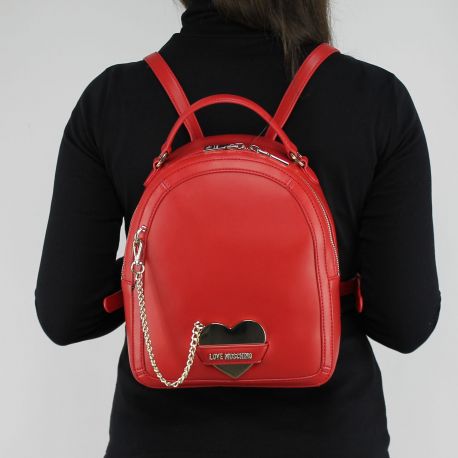 Sac à dos de la marque Love Moschino coeur rouge métallisé JC4075PP15LI0500