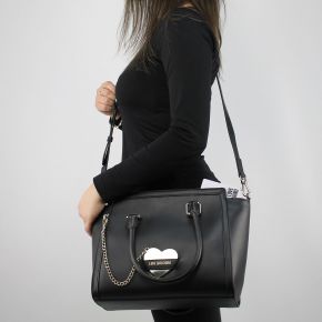 Einkaufstasche-Love Moschino-schwarze mit herzen metall JC4077PP15LI0000