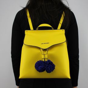 Mochila de Love Moschino amarillo con pompones azules JC4084PP15LJ0400