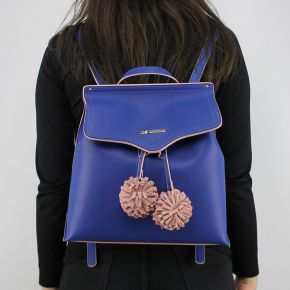 Sac à dos de la marque Love Moschino bleu avec pompons rose JC4084PP15LJ0750