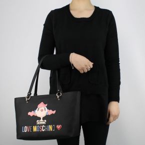 Bolsa de compras de Love Moschino de la muñeca negra JC4087PP15LK0000