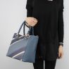 Bolsa de compras de Liu Jo Tote Manhattan Bloque azul A18066 E0385