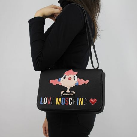 Borsa tracolla Love Moschino nera con bambolina JC4088PP15LK0000