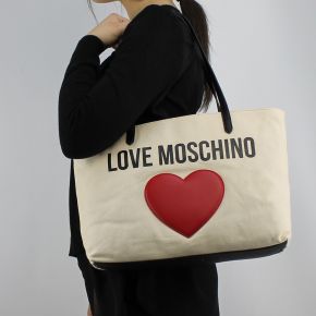 Bolsa de compras de Love Moschino lienzo de marfil JC4136PP15L3010A