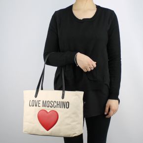 Borsa shopping Love Moschino in tela avorio JC4136PP15L3010A