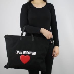 Borsa shopping Love Moschino in tela nera JC4139PP15L3000A