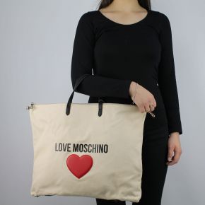 Borsa shopping Love Moschino in tela avorio JC4139PP15L3010A