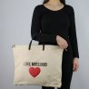 Bolsa de compras de Love Moschino lienzo de marfil JC4139PP15L3010A