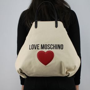 Bolsa de compras de Love Moschino lienzo de marfil JC4139PP15L3010A