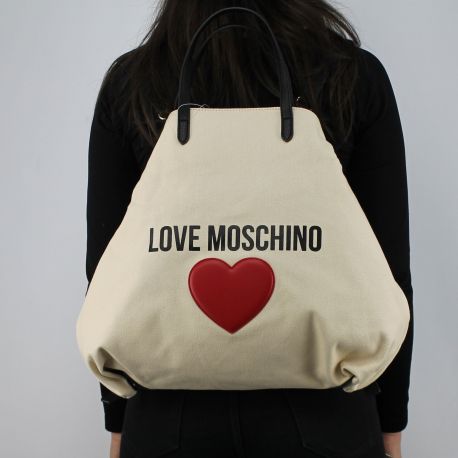 Borsa shopping Love Moschino in tela avorio JC4139PP15L3010A