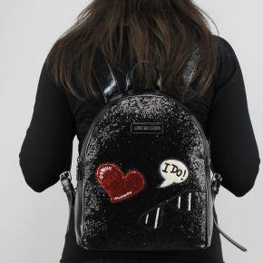 Backpack Love Moschino black and glitters JC4149PP15LL0000