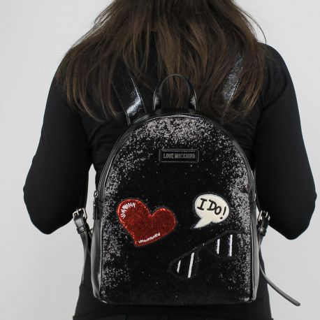 Mochila de Love Moschino y negro brilla JC4149PP15LL0000