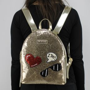 Sac à dos de la marque Love Moschino d'or et de paillettes JC4149PP15LL0901