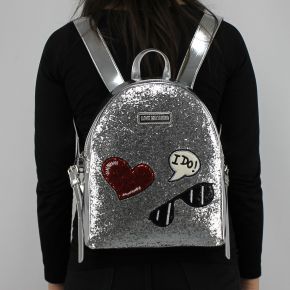 Sac à dos de la marque Love Moschino d'argent et de paillettes JC4149PP15LL0902