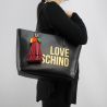 Bolsa de compras de Love Moschino negro logo de plata JC4310PP05KQ0000
