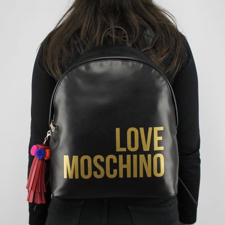 Zaino Love Moschino nero logo dorato JC4312PP05KQ0000