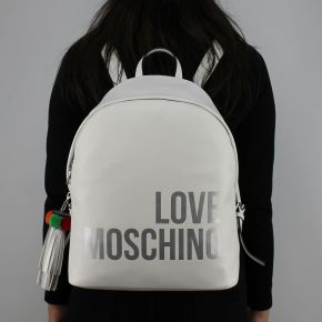 Zaino Love Moschino bianco logo argentato JC4312PP05KQ0100