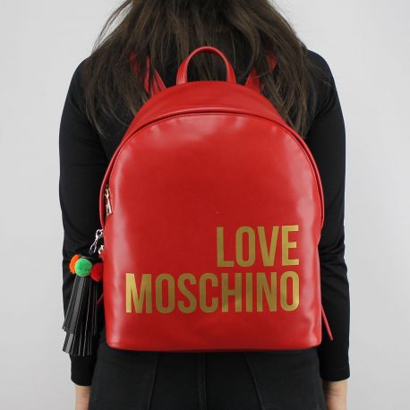 Sac à dos de la marque Love Moschino rouge logo or JC4312PP05KQ0500