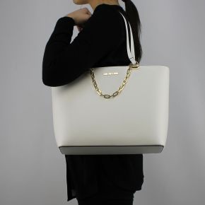 Bolsa de compras de Love Moschino blanco con cadena de oro JC4350PP05K70100