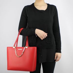Le sac de la marque Love Moschino rouge avec chaîne en or JC4350PP05K70500