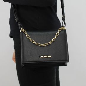 Umhängetasche-Love Moschino-schwarze mit der goldenen kette JC4351PP05K7000B