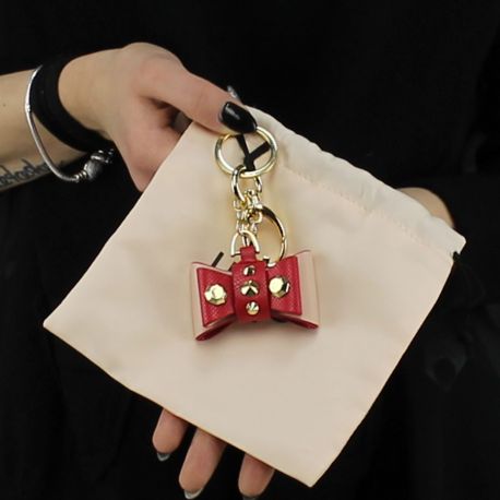 Portachiavi Liu Jo bow con borchie rosso e rosa A18211 E0502