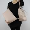 Bolsa de compras reversible Patrizia Pepe rosa con postes de madera y perlas 2V7193 A2XM