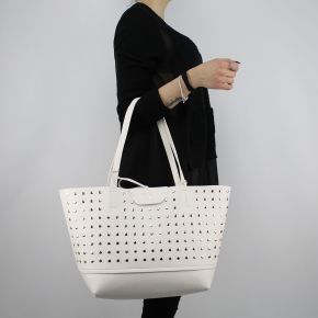 Bolsa de compras reversible Patrizia Pepe blanco con estrellas y diamantes de imitación 2V7193 A3CR