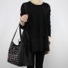 Sac Shopping réversible Patrizia Pepe noir avec des étoiles et strass 2V7782 A3CR