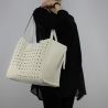 Shopping bag reversible Patrizia Pepe white with stars and rhinestones 2V7782 A3CR