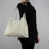 Shopping bag reversible Patrizia Pepe white with stars and rhinestones 2V7782 A3CR