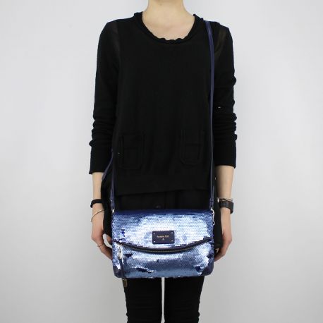 Shoulder bag Patrizia Pepe blue with sequins 2V7795 A2BF