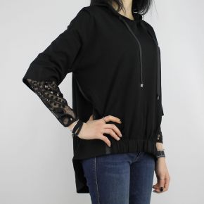 Sweatshirt-Liu Jo Sport Diana schwarz mit stickerei und pailletten