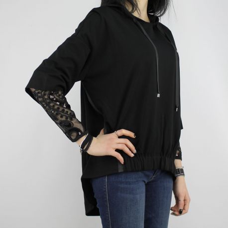 Sweatshirt Liu Jo Sport Diana black with embroidery and sequins