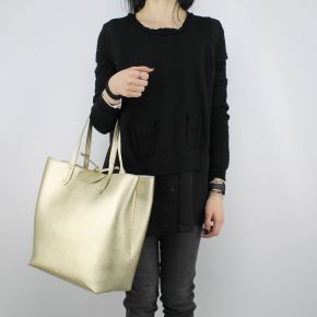 Shopping bag, vertical, Patrizia Pepe pearl and gold 2V5517 AV63