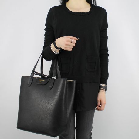 Sac de courses, à la verticale, Patrizia Pepe noir et or 2V5517 AV63