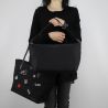 Shopping bag von Patrizia Pepe, schwarz, mit broschen schmuckstück 2V7821 A3YN