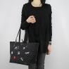 Shopping bag von Patrizia Pepe, schwarz, mit broschen schmuckstück 2V7821 A3YN